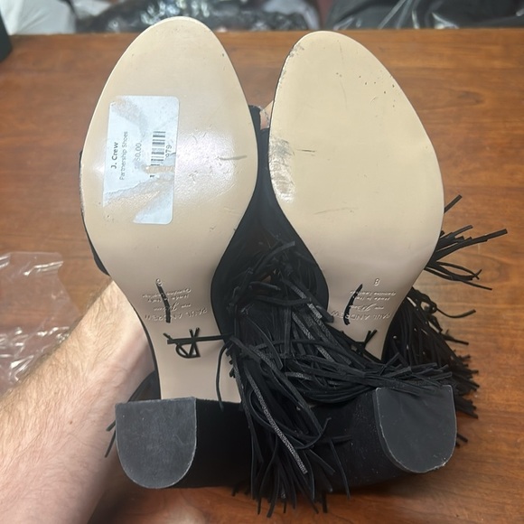 Paul Andrew for J Crew Fringe Black Suede Heels Sandals E1918 $450 - Picture 4 of 4